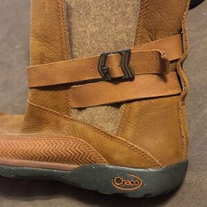 Chaco Brown Leather Ankle Boots with Buckle Detail